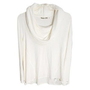 Michael Stars Womens White Cowl Neck Sweater Long Sleeve Thumb‎ Hole Size Medium